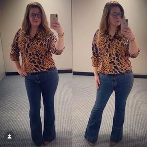 LIKE NEW Lovestitch Leopard Print Button-Up Blouse